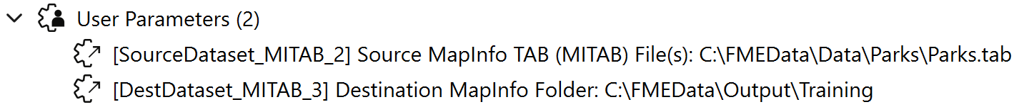 Starting user parameters